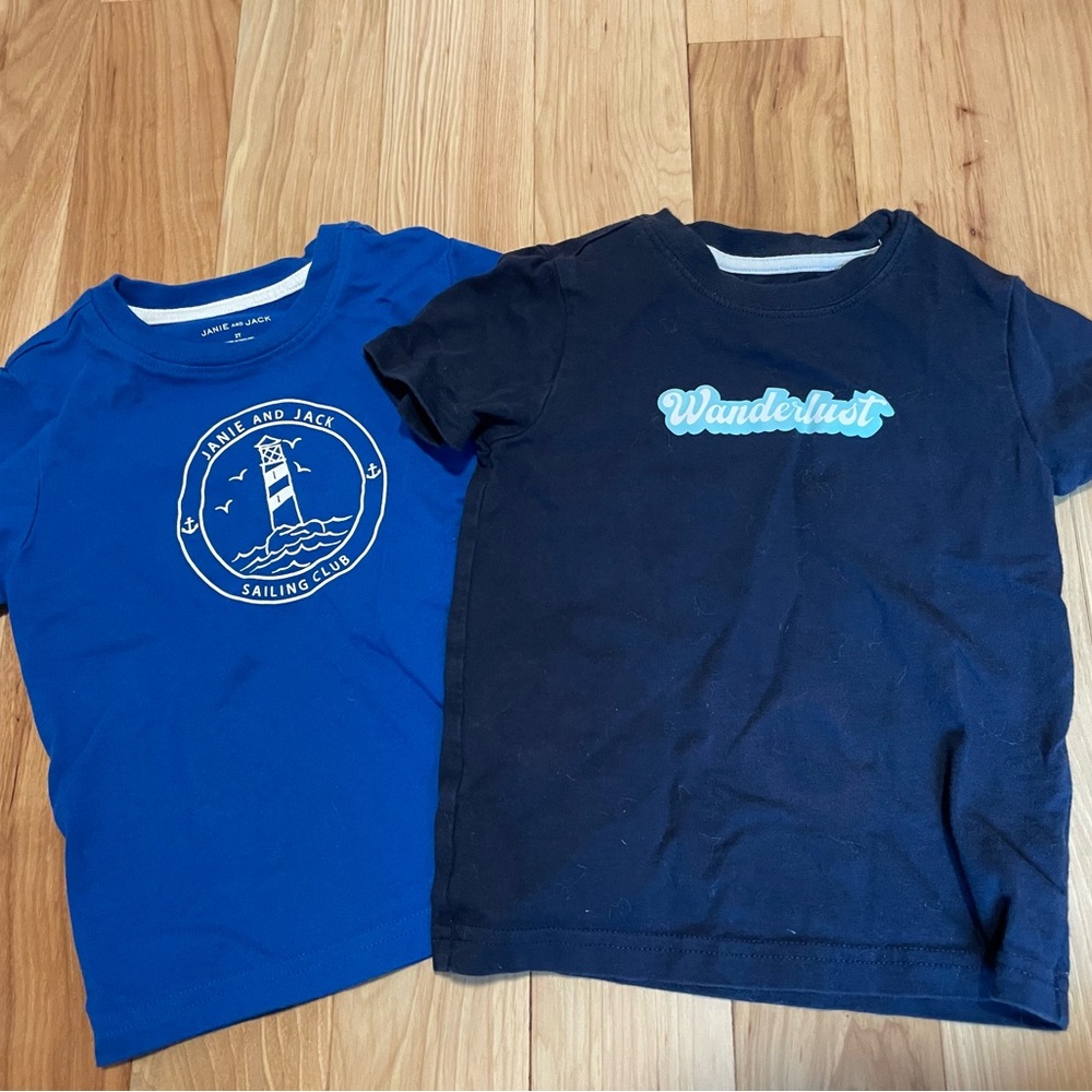 Janie and Jack Kids Blue Sailing Club and wanderlust T-Shirts